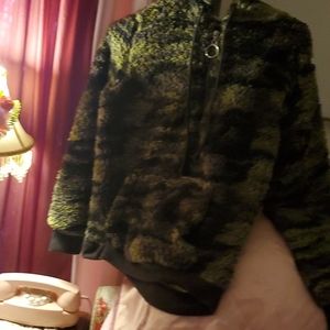 Fluffy comfy camo pull over for colder weather.